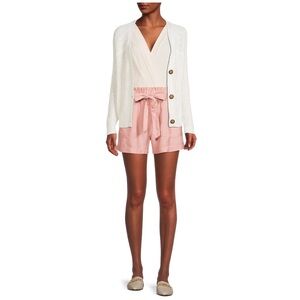 Women's Belted Utility Shorts. Color: sandstone pink.